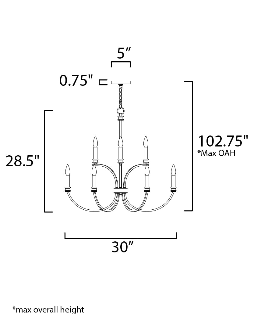 Charlton 9-Light Chandelier Black/Antique Brass by Maxim Lighting