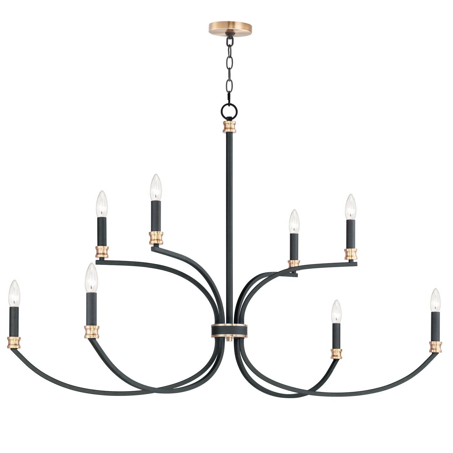 Charlton 8-Light Chandelier Black/Antique Brass by Maxim Lighting