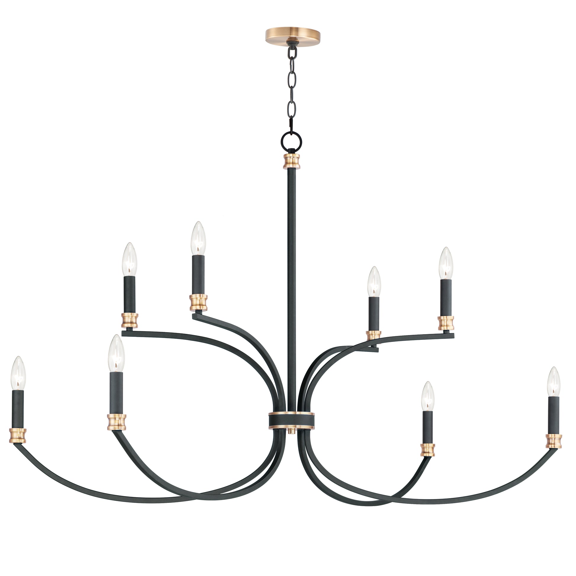 Charlton 8-Light Chandelier Black/Antique Brass by Maxim Lighting