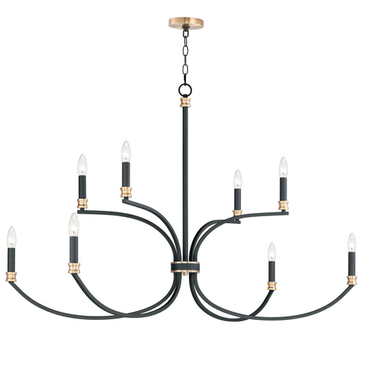 Charlton 8-Light Chandelier Black/Antique Brass by Maxim Lighting
