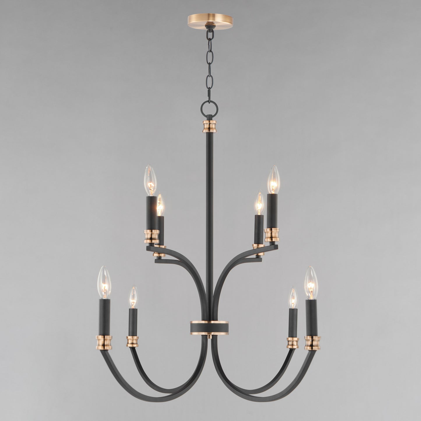 Charlton 8-Light Chandelier Black/Antique Brass by Maxim Lighting
