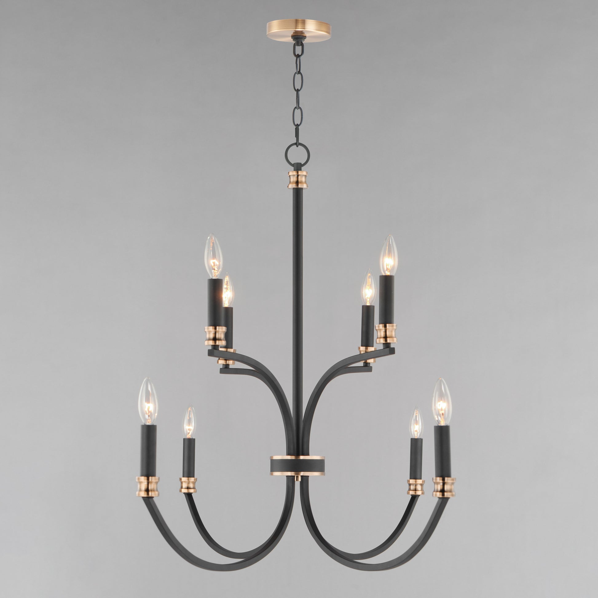 Charlton 8-Light Chandelier Black/Antique Brass by Maxim Lighting