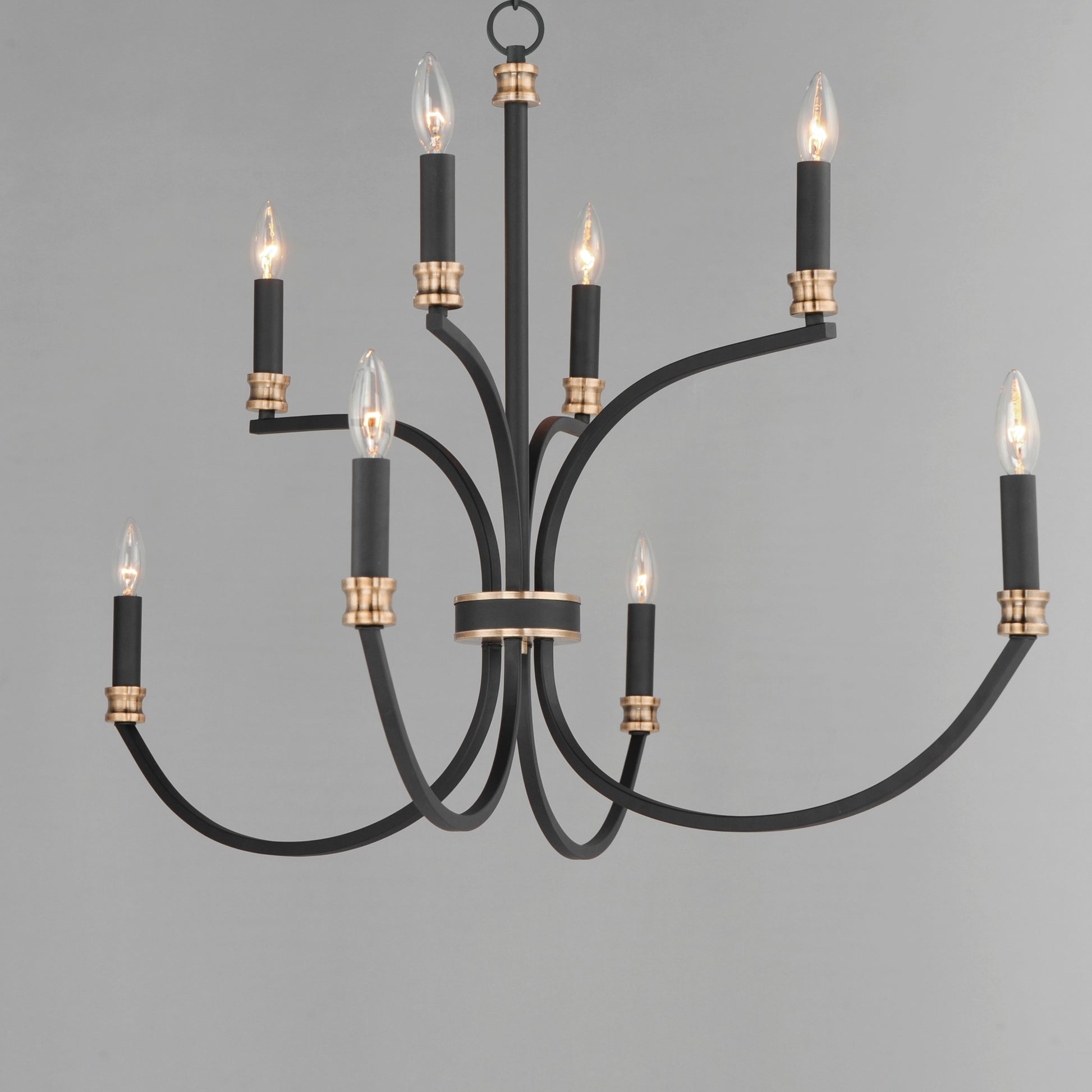 Charlton 8-Light Chandelier Black/Antique Brass by Maxim Lighting