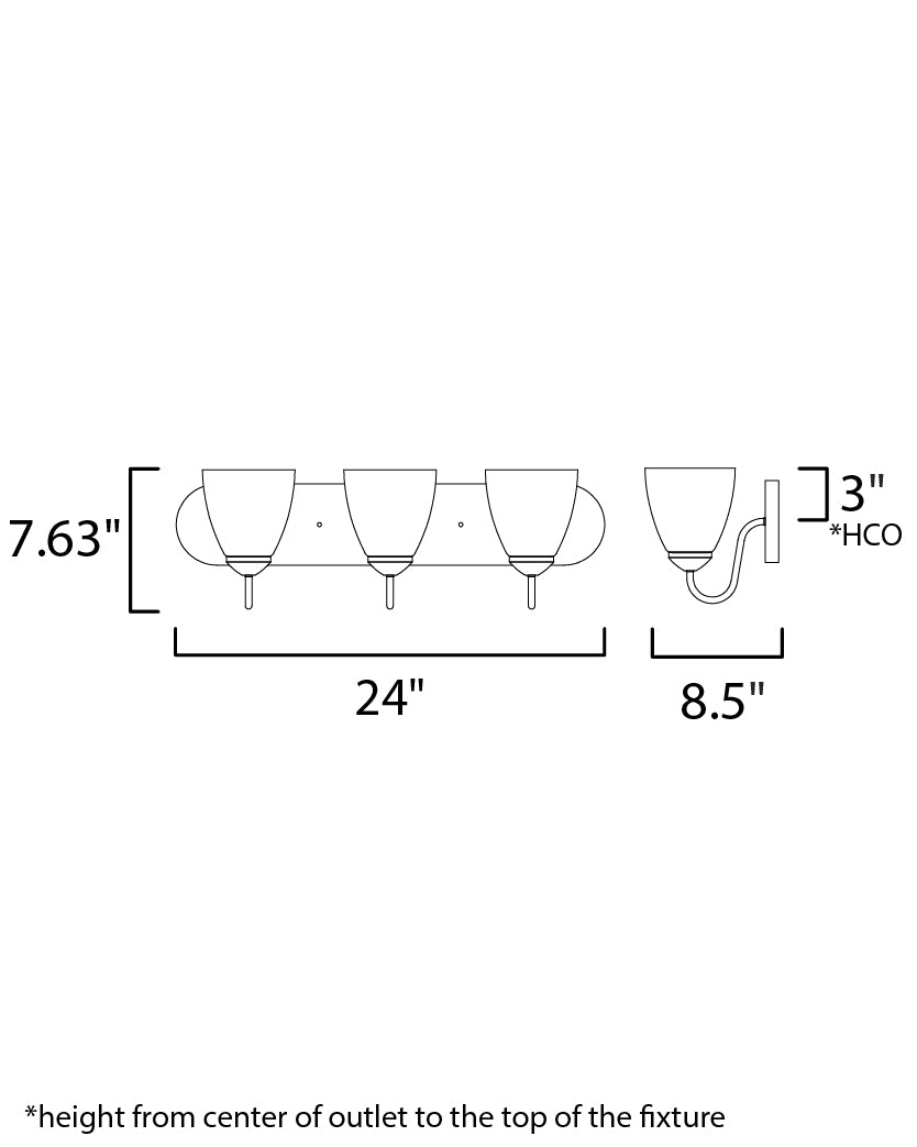 Axis 3-Light Strip Bath Vanity Polished Chrome by Maxim Lighting