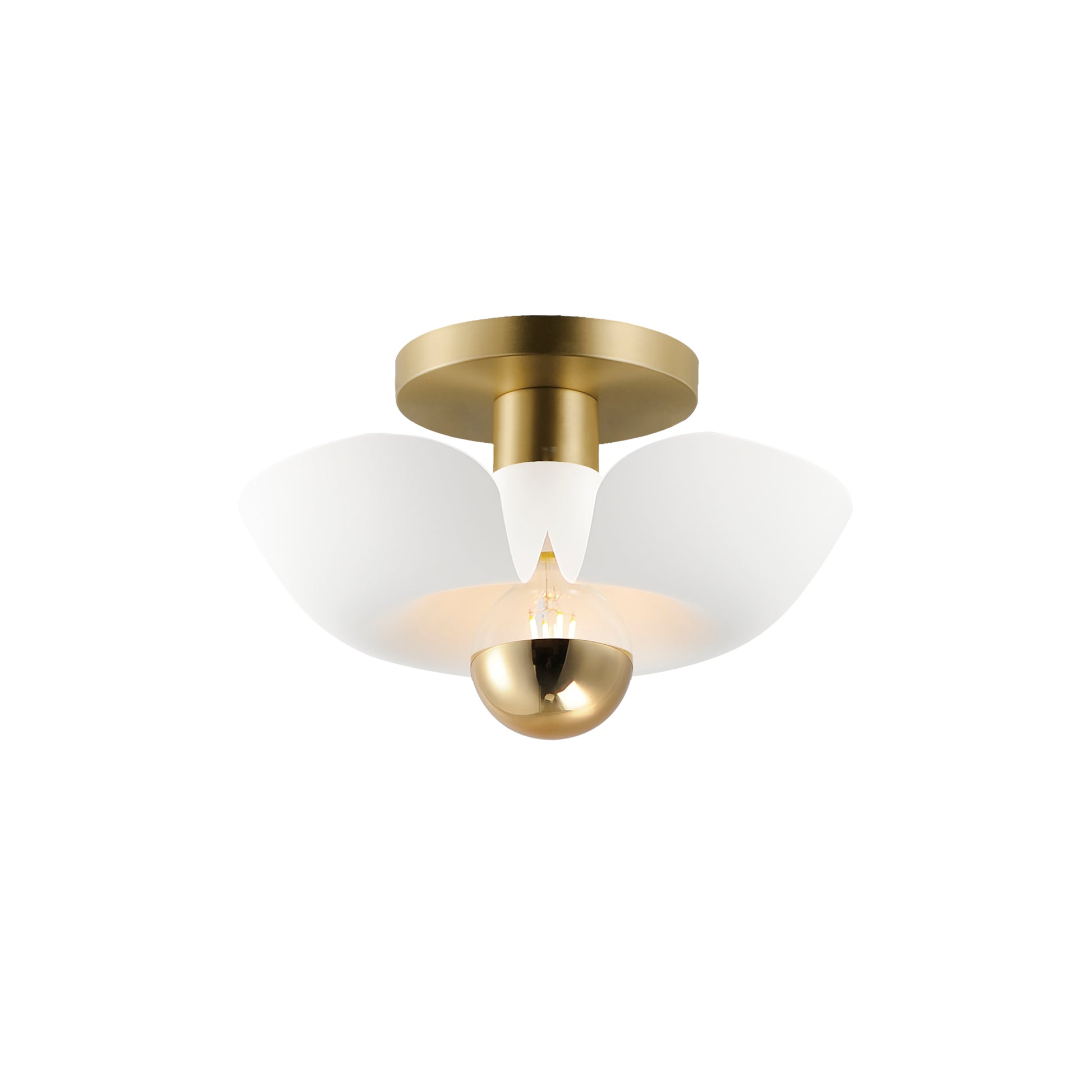 Poppy 12" Flush Mount White/Satin Brass by Maxim Lighting