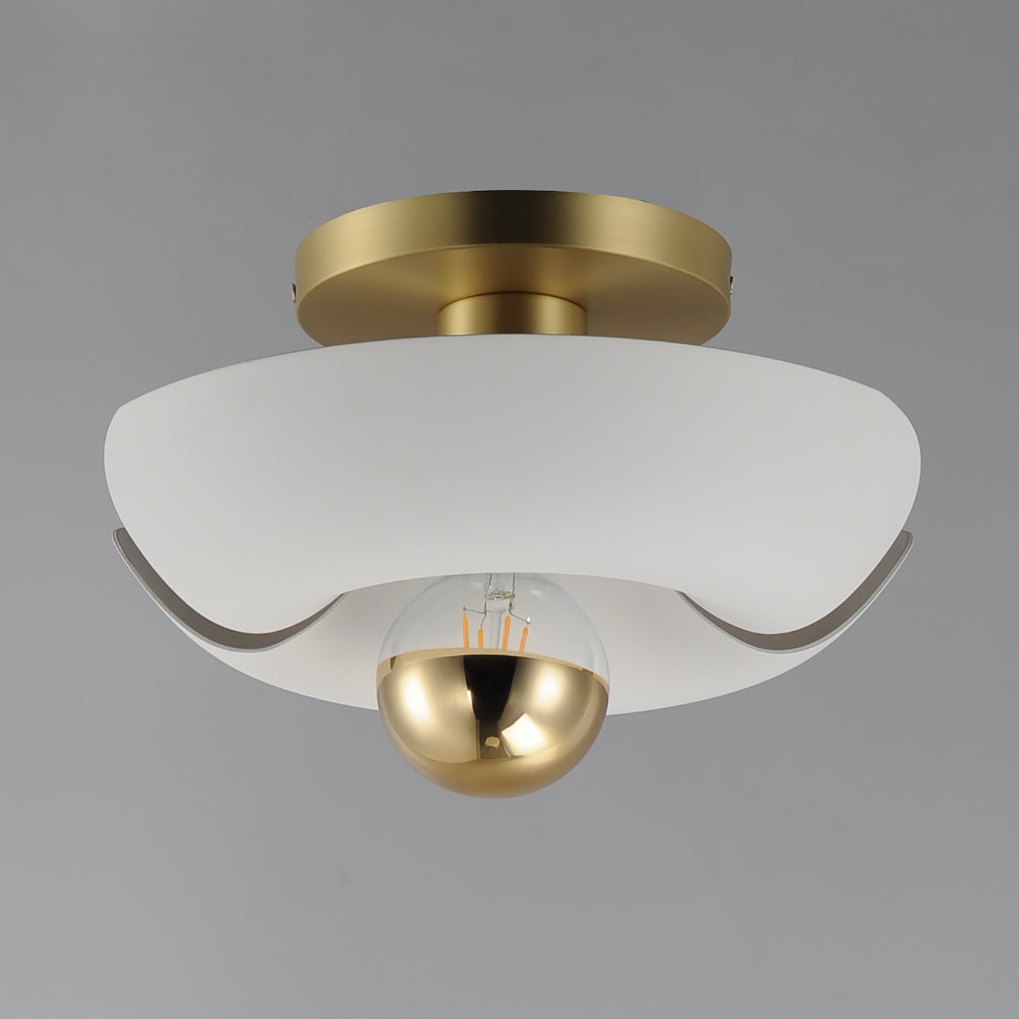 Poppy 12" Flush Mount White/Satin Brass by Maxim Lighting