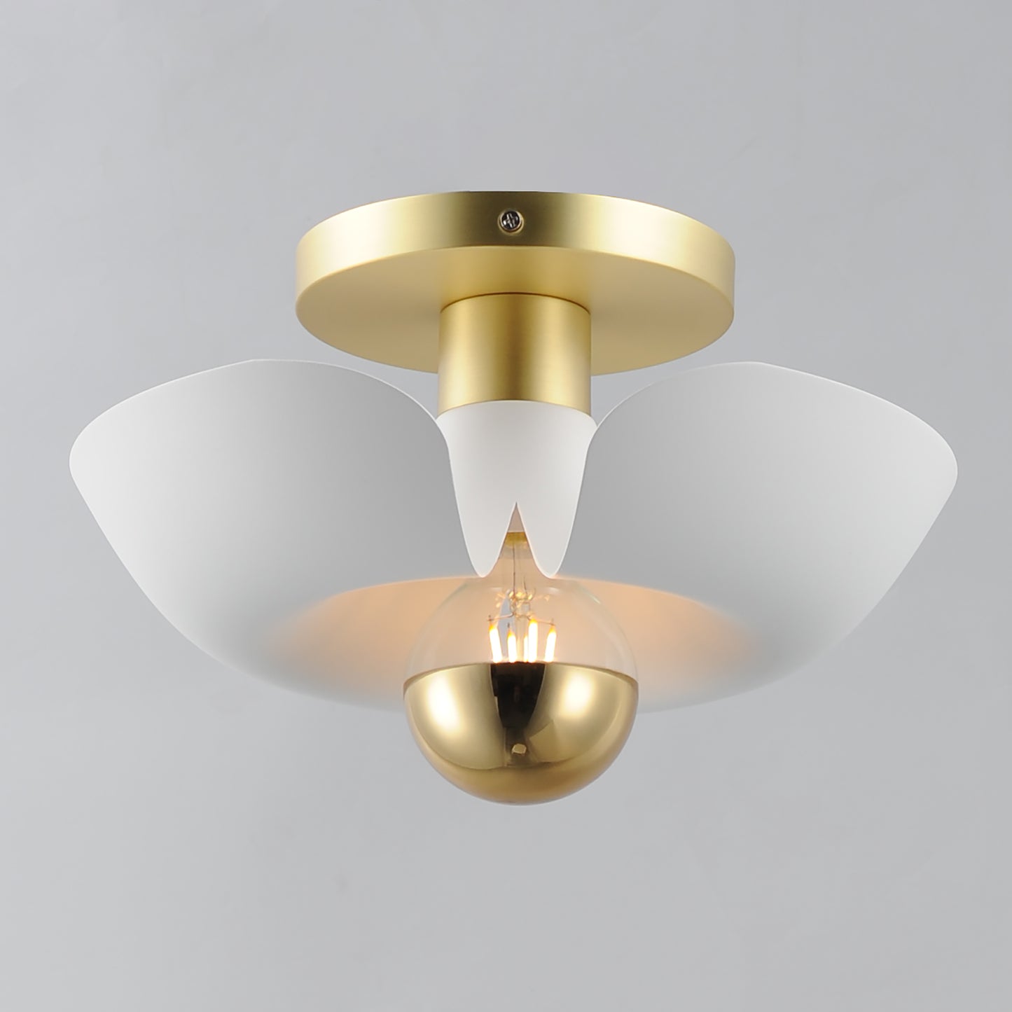 Poppy 12" Flush Mount White/Satin Brass by Maxim Lighting