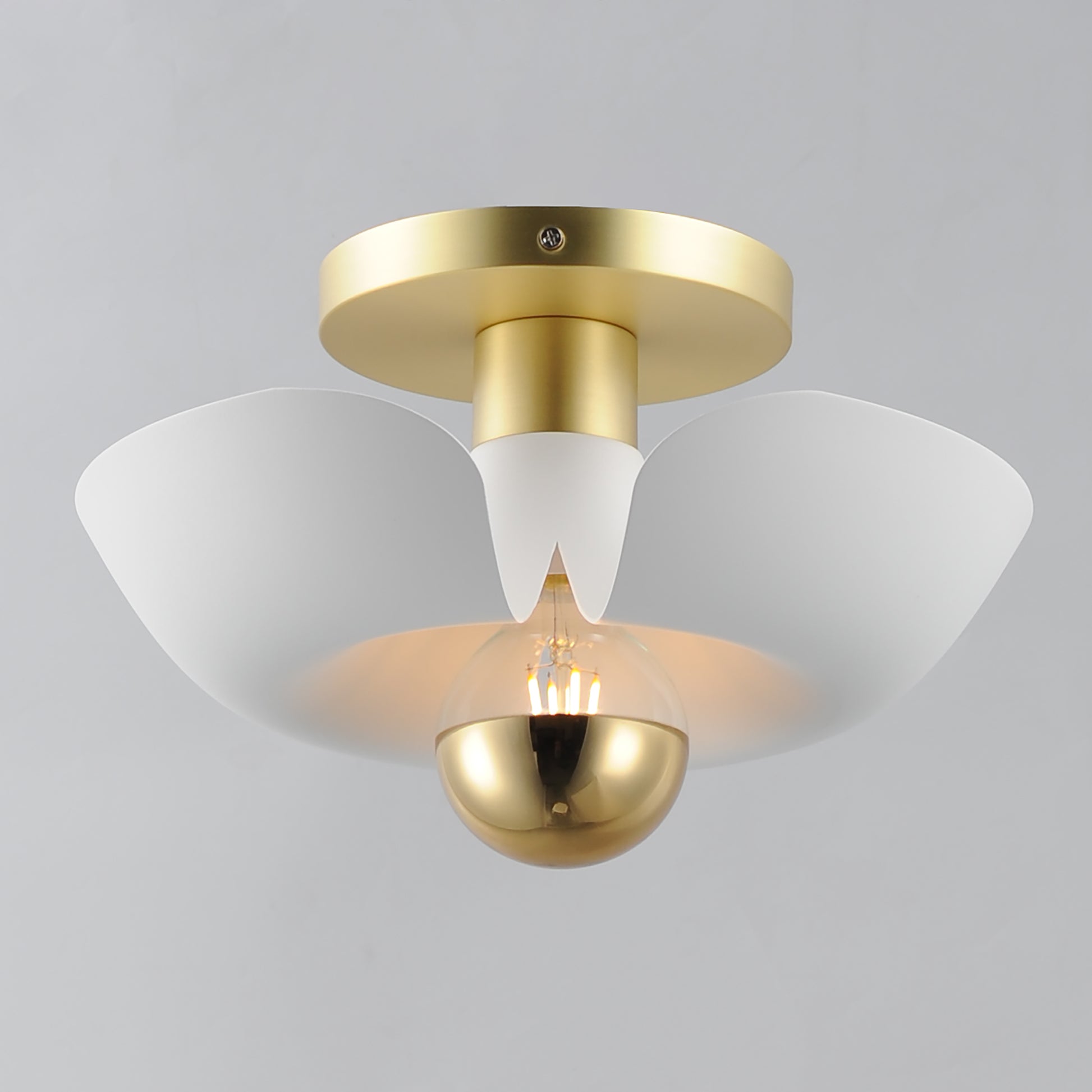 Poppy 12" Flush Mount White/Satin Brass by Maxim Lighting