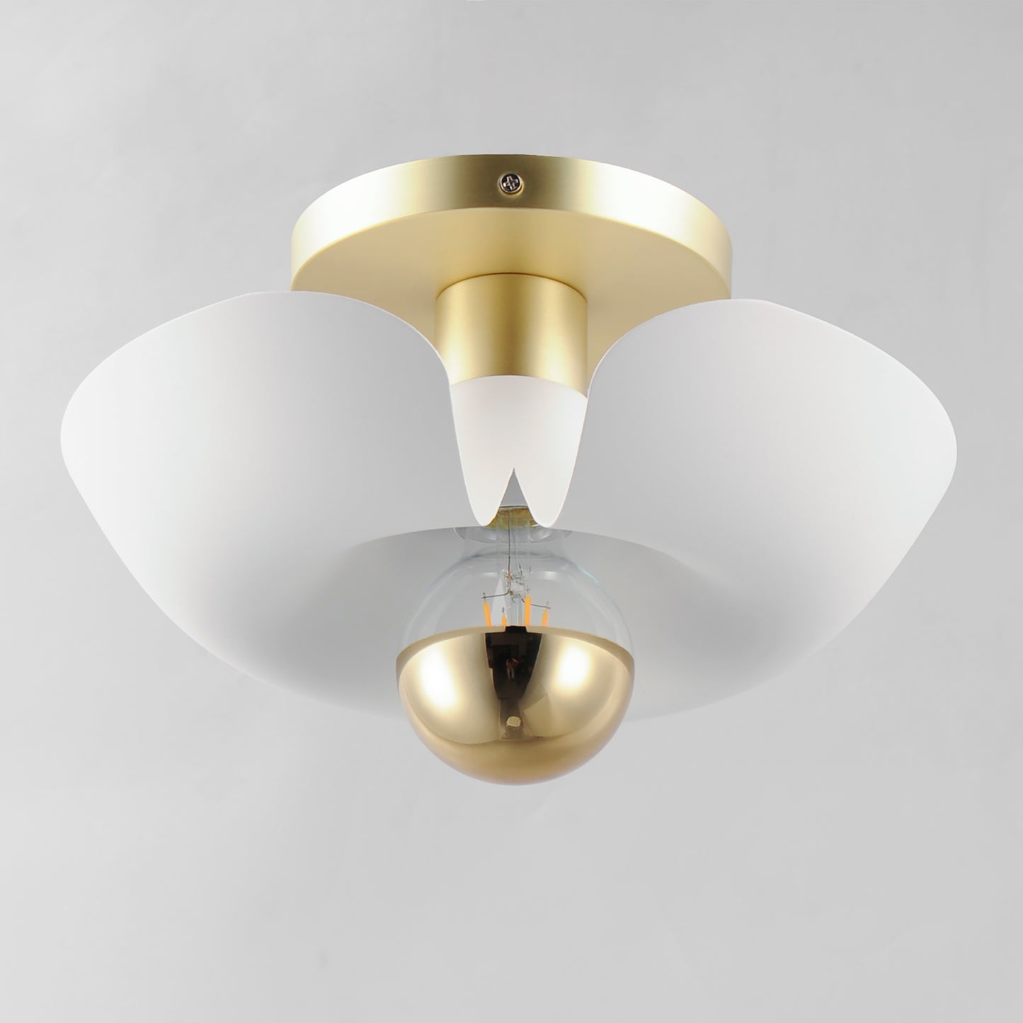 Poppy 12" Flush Mount White/Satin Brass by Maxim Lighting