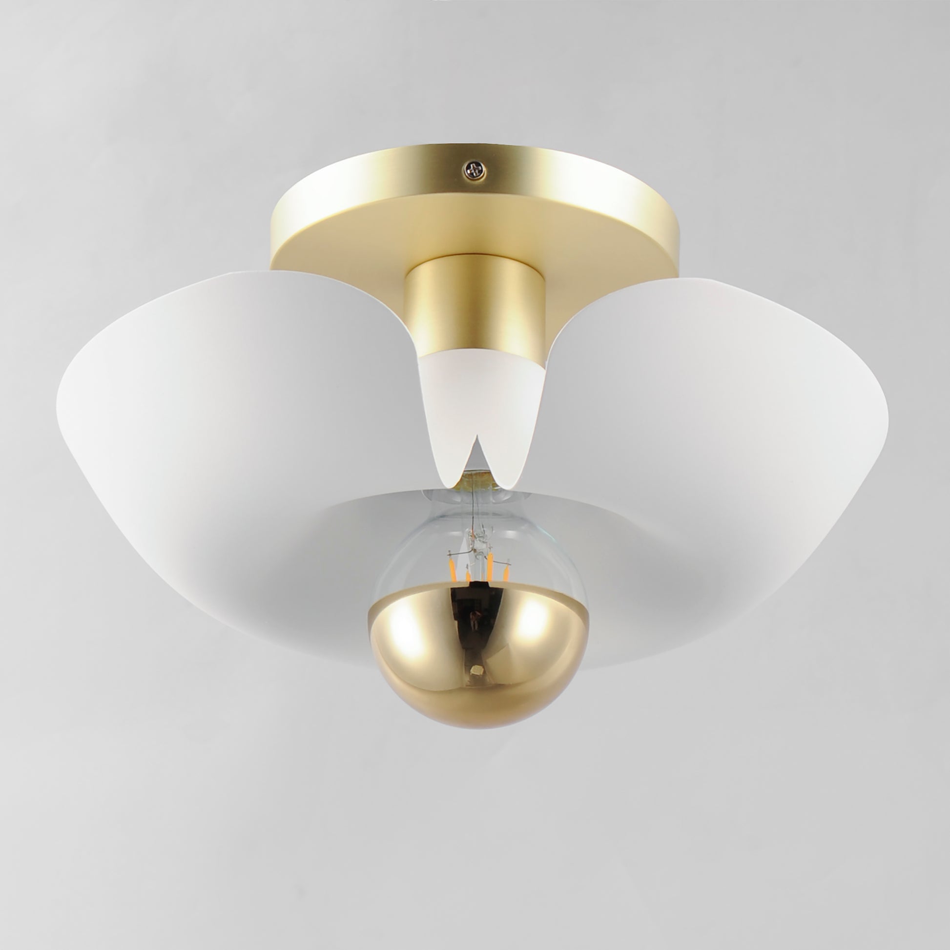 Poppy 12" Flush Mount White/Satin Brass by Maxim Lighting