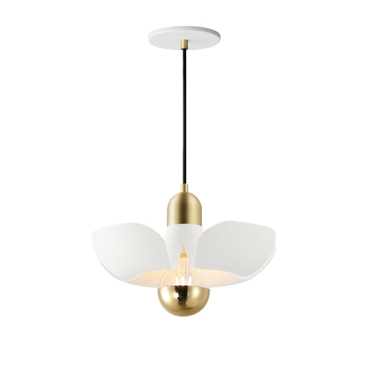 Poppy 12" Pendant White/Satin Brass by Maxim Lighting