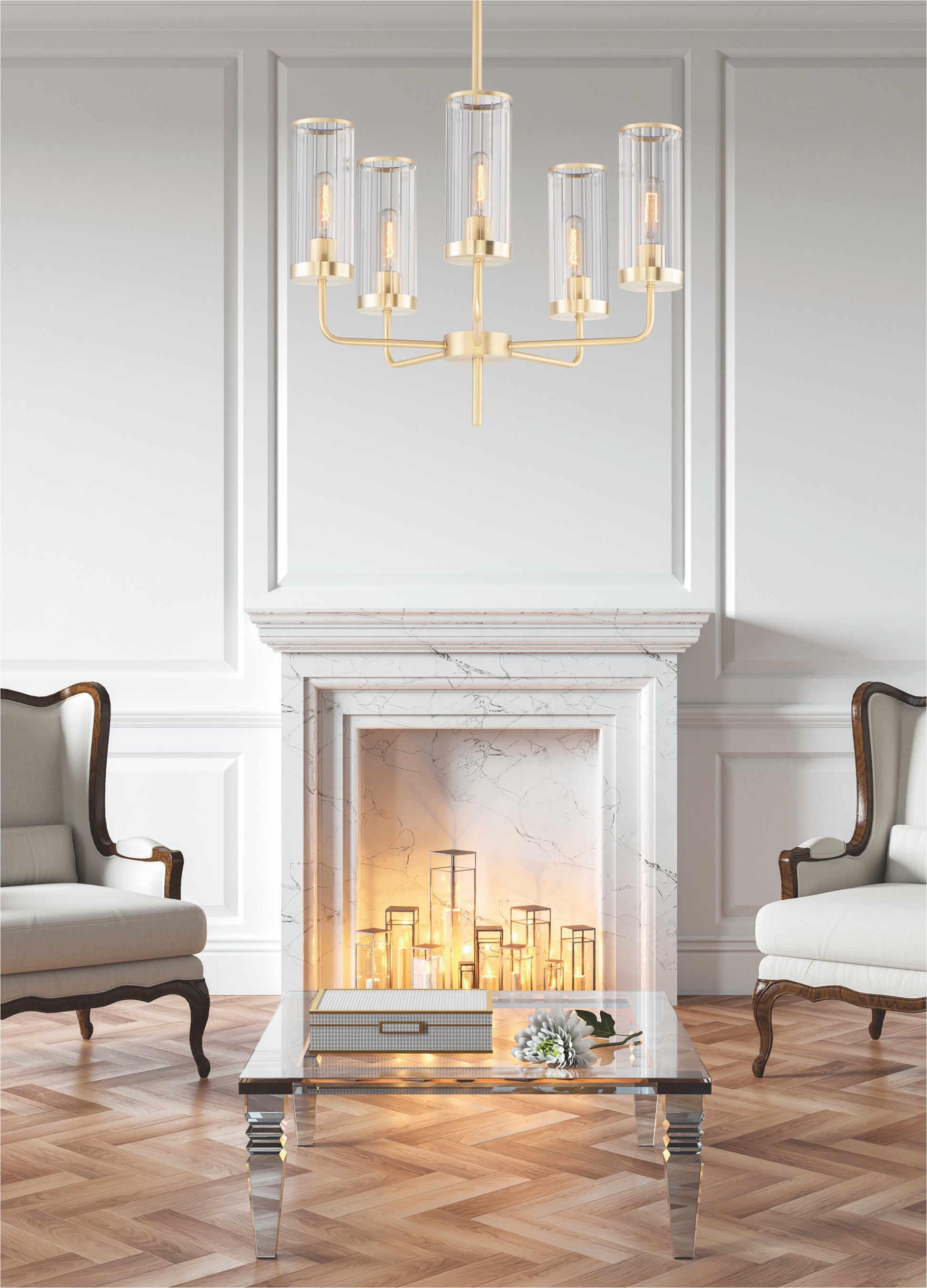 Crosby 5-Light Chandelier Satin Brass by Maxim Lighting