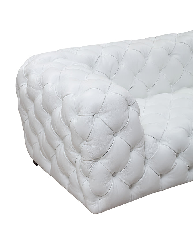 Divani Casa Dexter Transitional White Full Italian Leather Sofa