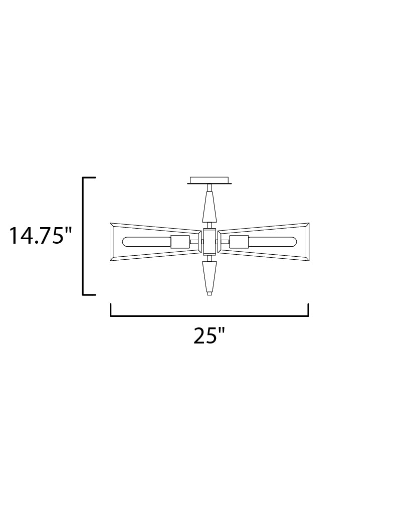 Wings 4-Light Flush Mount Black/Satin Brass by Maxim Lighting