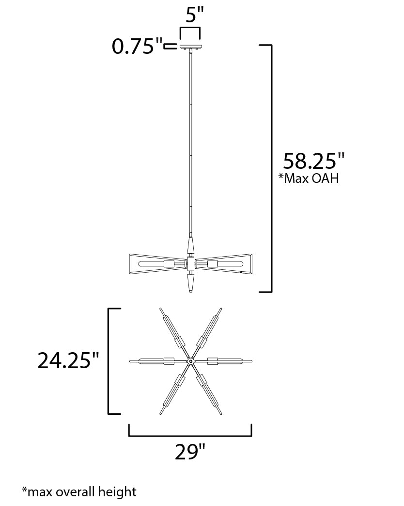 Wings 6-Light Chandelier Black/Satin Brass by Maxim Lighting