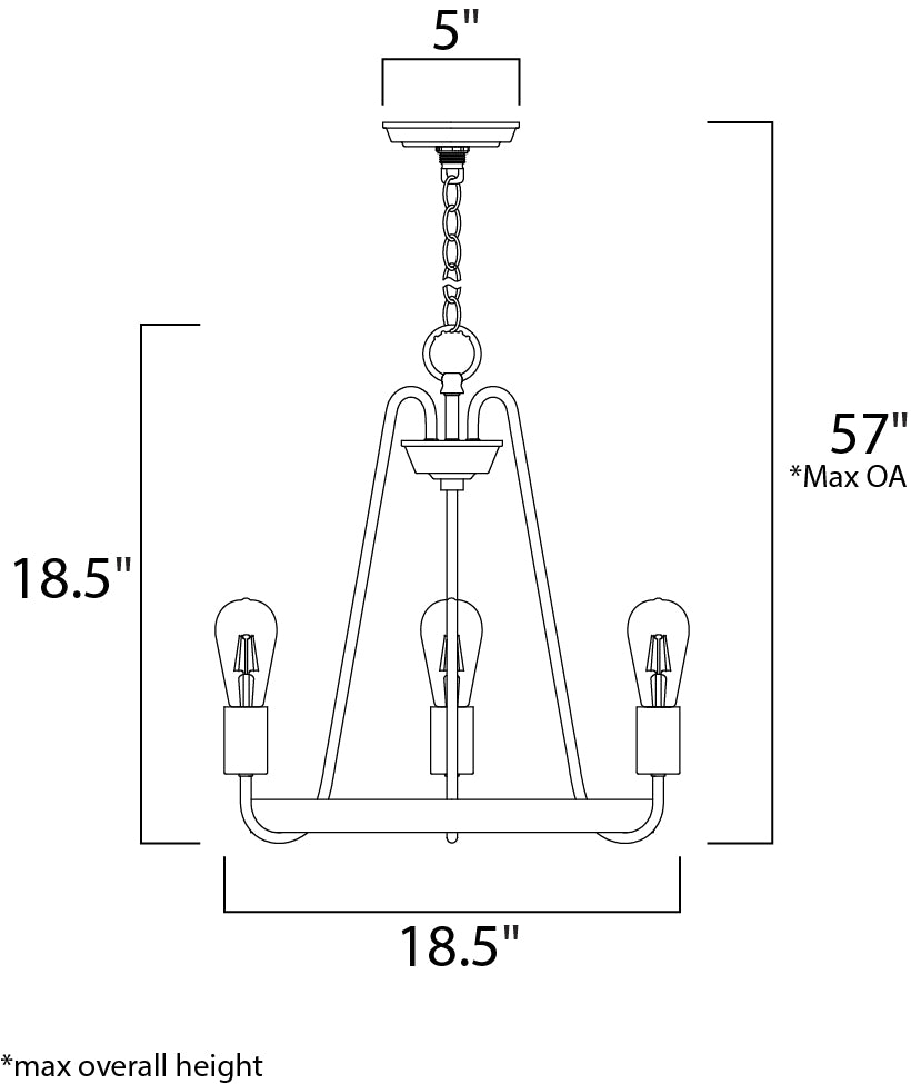 Haven 3-Light Chandelier Black/Satin Nickel by Maxim Lighting
