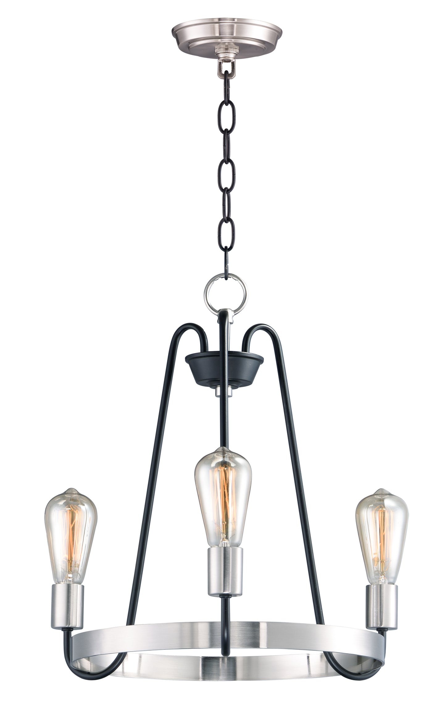 Haven 3-Light Chandelier Black/Satin Nickel by Maxim Lighting