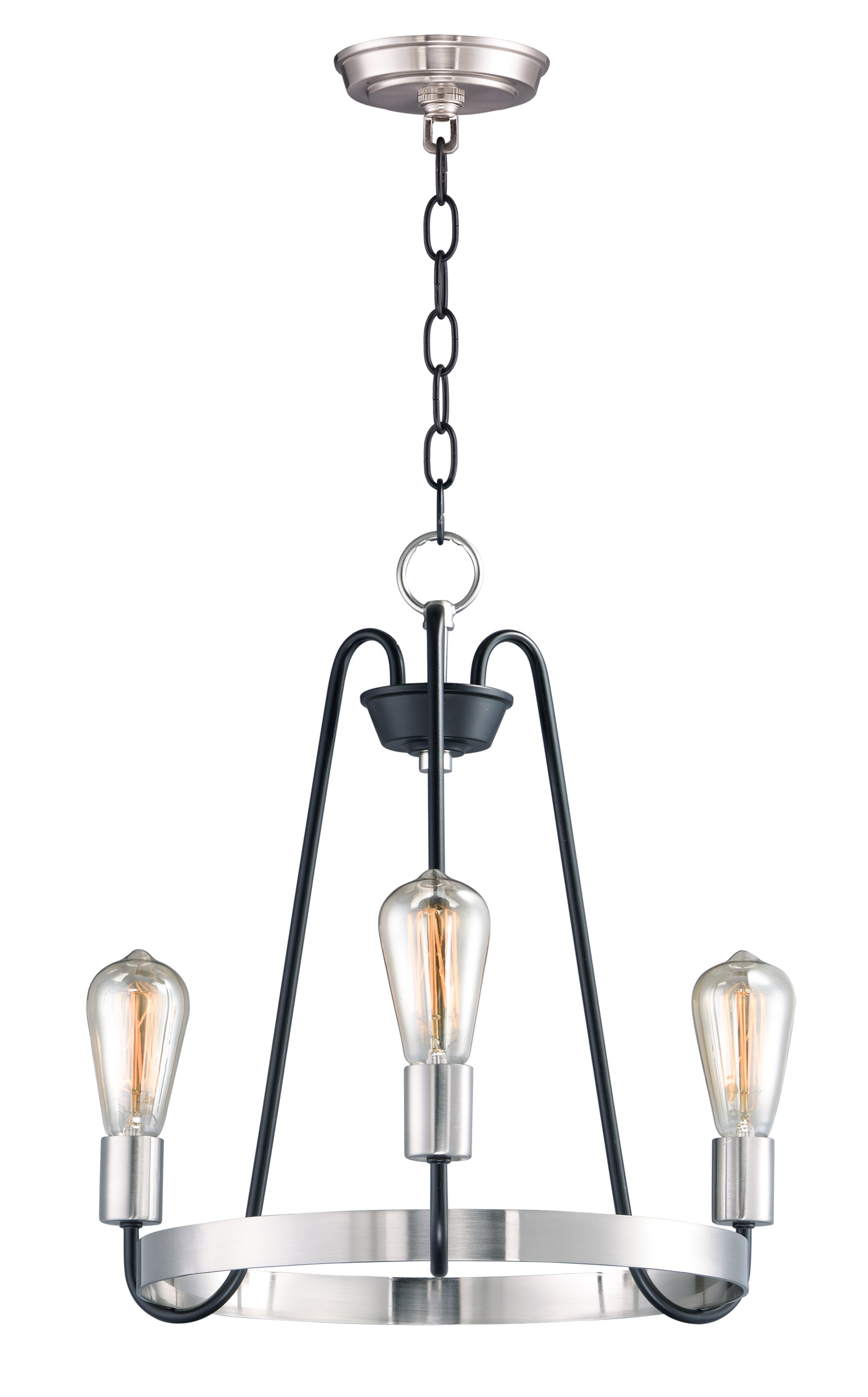 Haven 3-Light Chandelier Black/Satin Nickel by Maxim Lighting