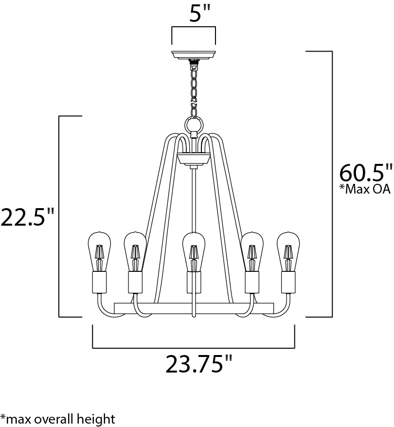 Haven 5-Light Chandelier Black/Satin Nickel by Maxim Lighting