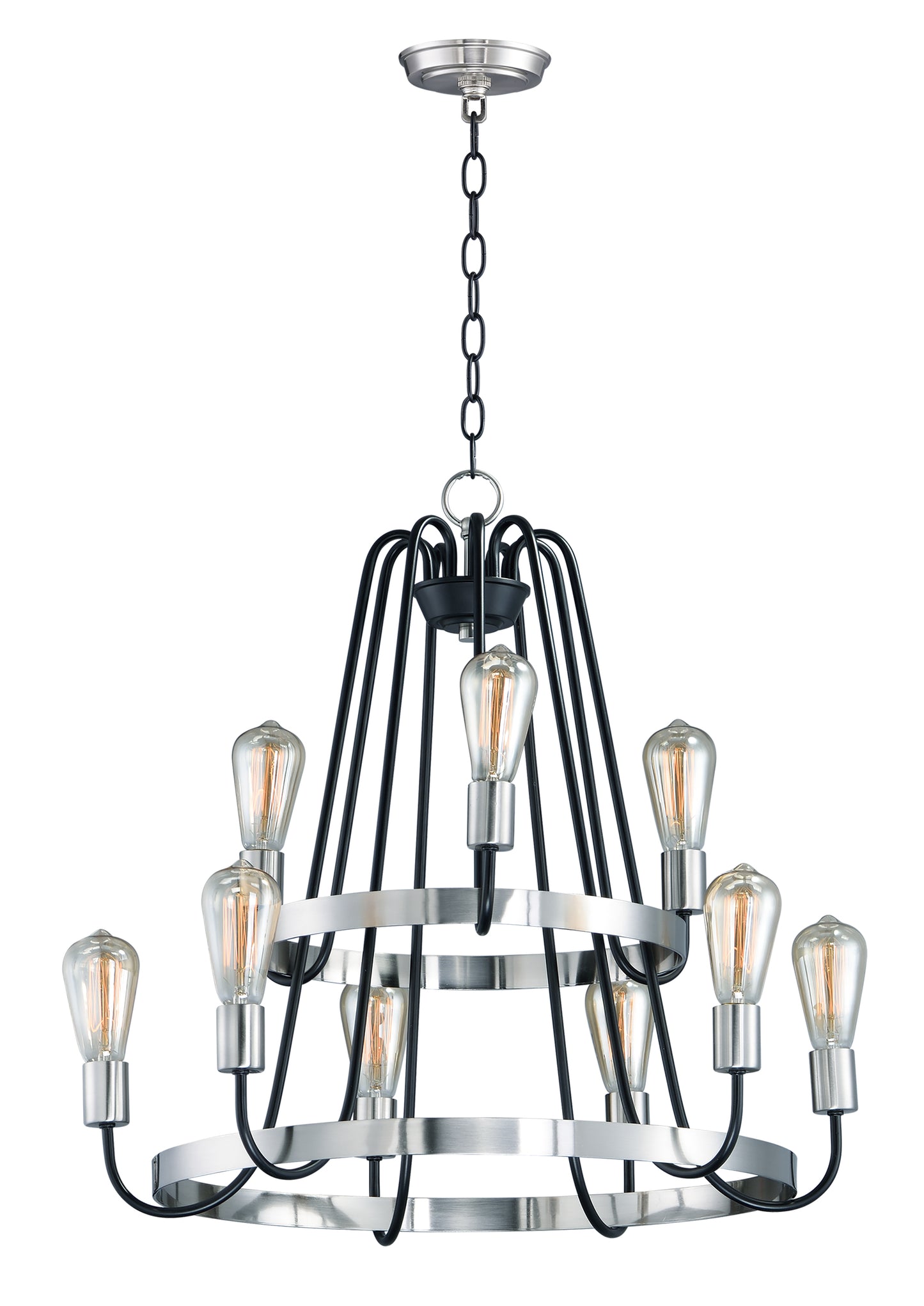 Haven 9-Light Chandelier Black/Satin Nickel by Maxim Lighting