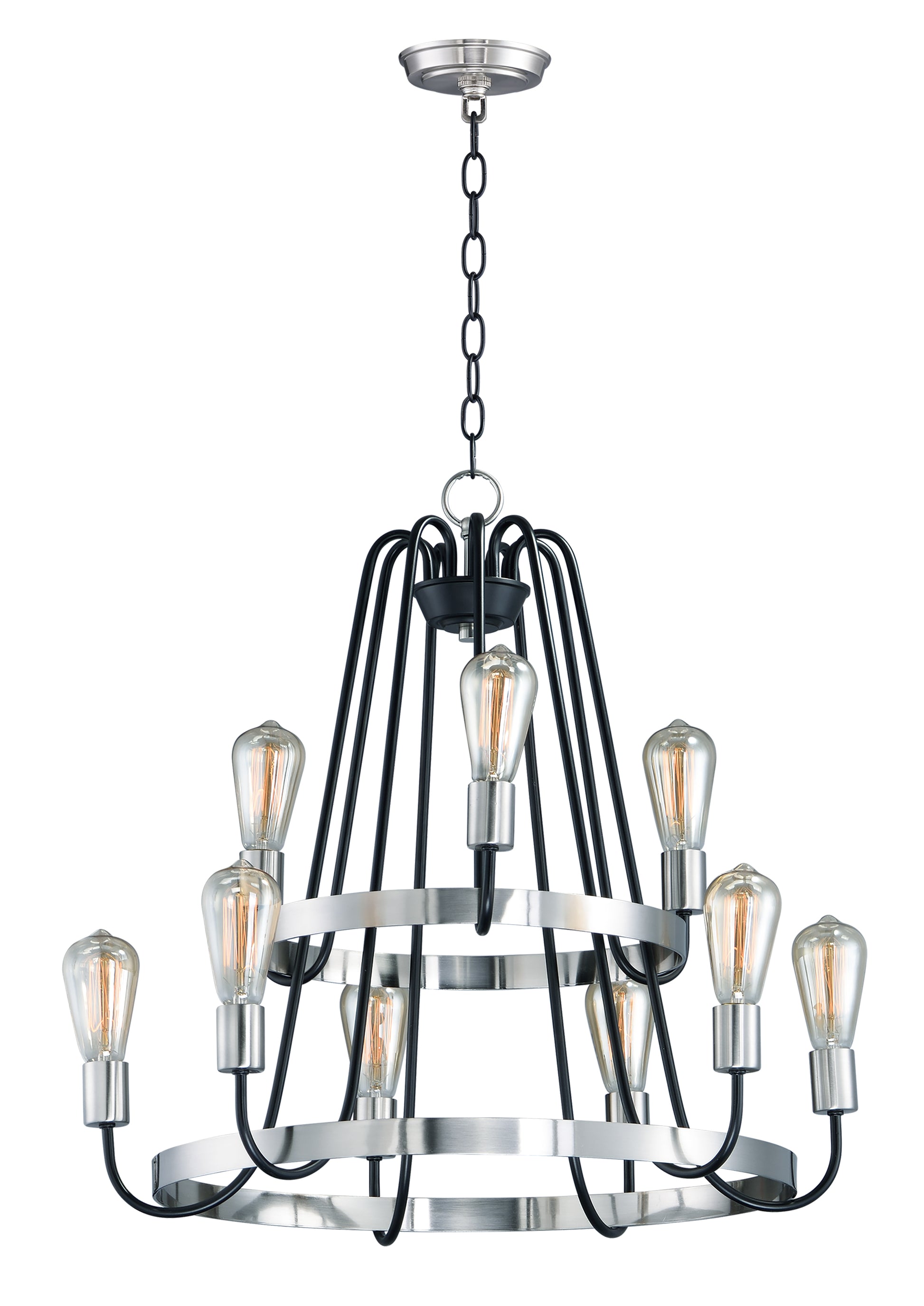 Haven 9-Light Chandelier Black/Satin Nickel by Maxim Lighting