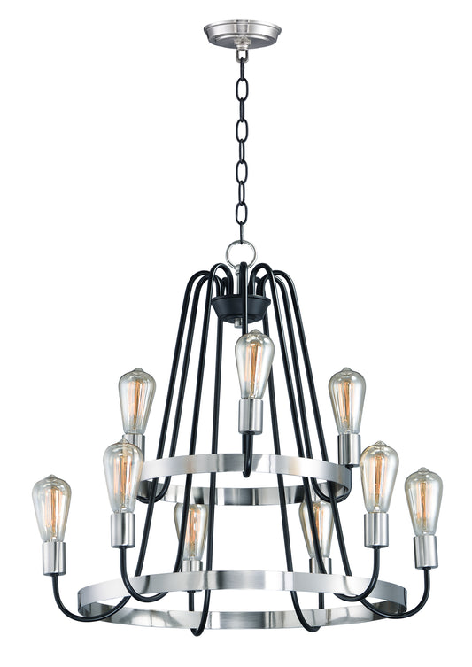 Haven 9-Light Chandelier Black/Satin Nickel by Maxim Lighting