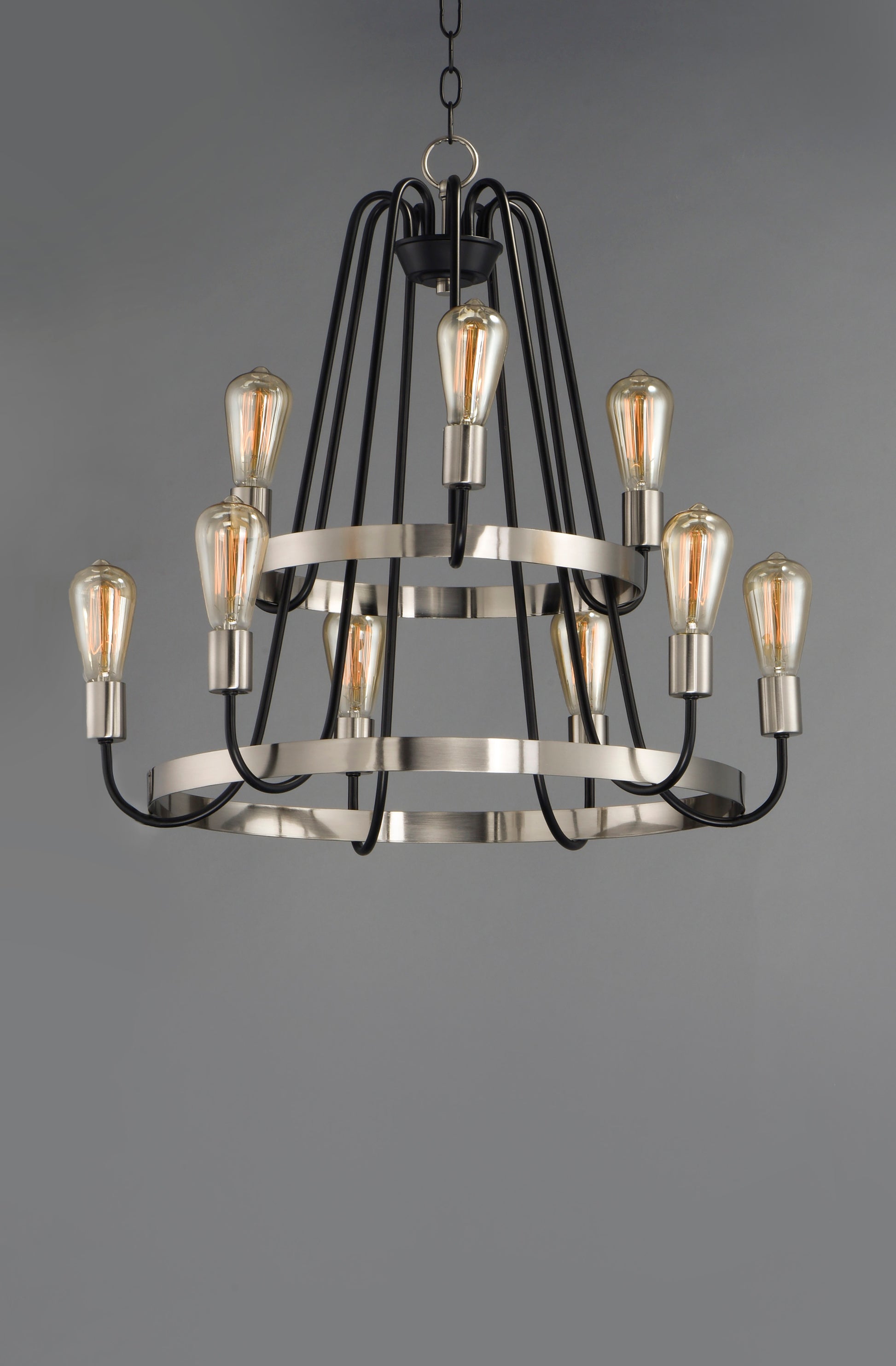 Haven 9-Light Chandelier Black/Satin Nickel by Maxim Lighting