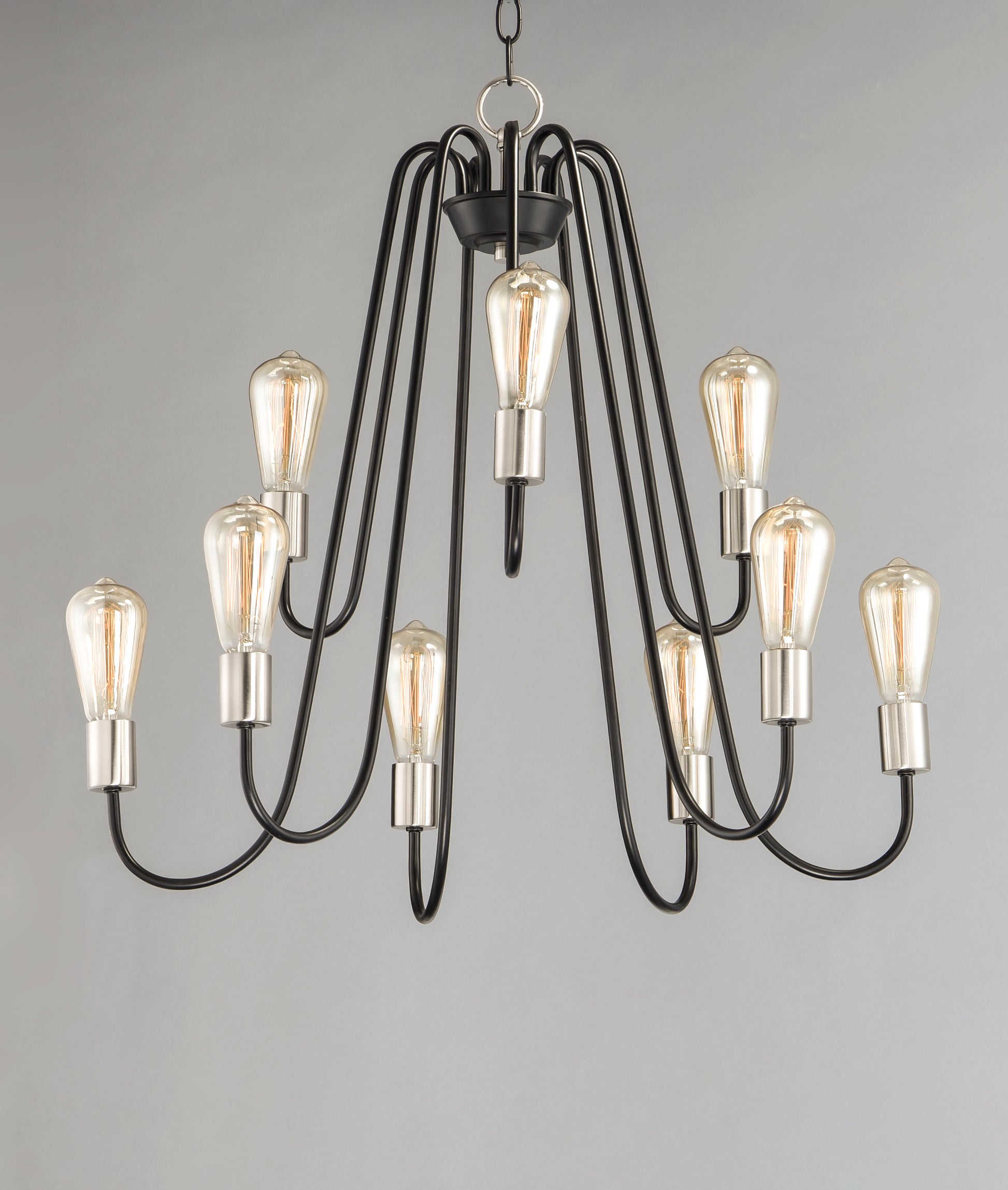 Haven 9-Light Chandelier Black/Satin Nickel by Maxim Lighting