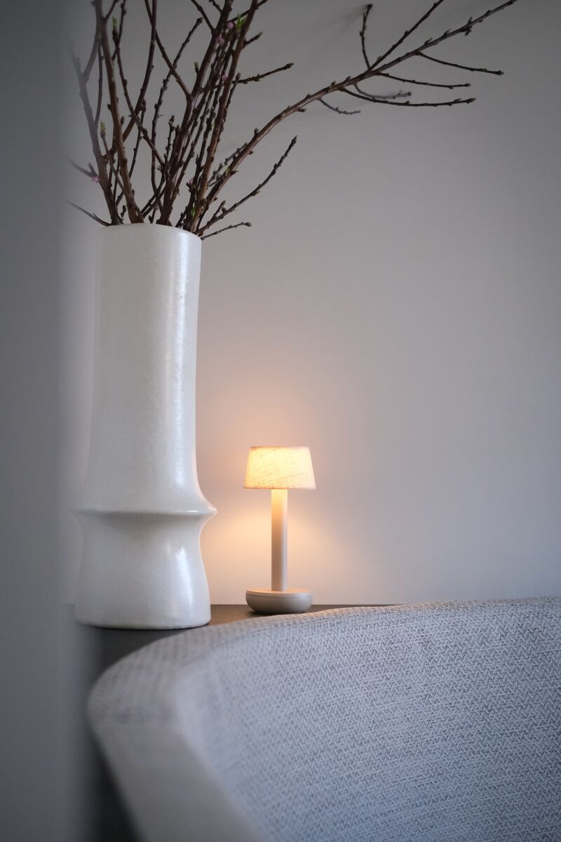 Humble Two Cordless Table Lamp by Humble, Beige with Beige Linen Shade (image 30)