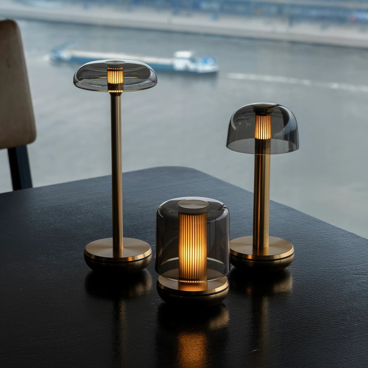 Humble Two Cordless Table Lamp by Humble, Gold with Smoked Shade (image 35)