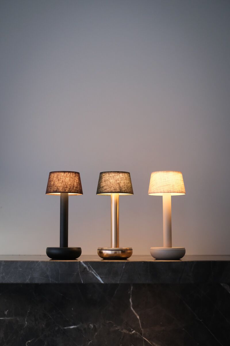 Humble Two Cordless Table Lamp by Humble, Beige with Beige Linen Shade (image 28)