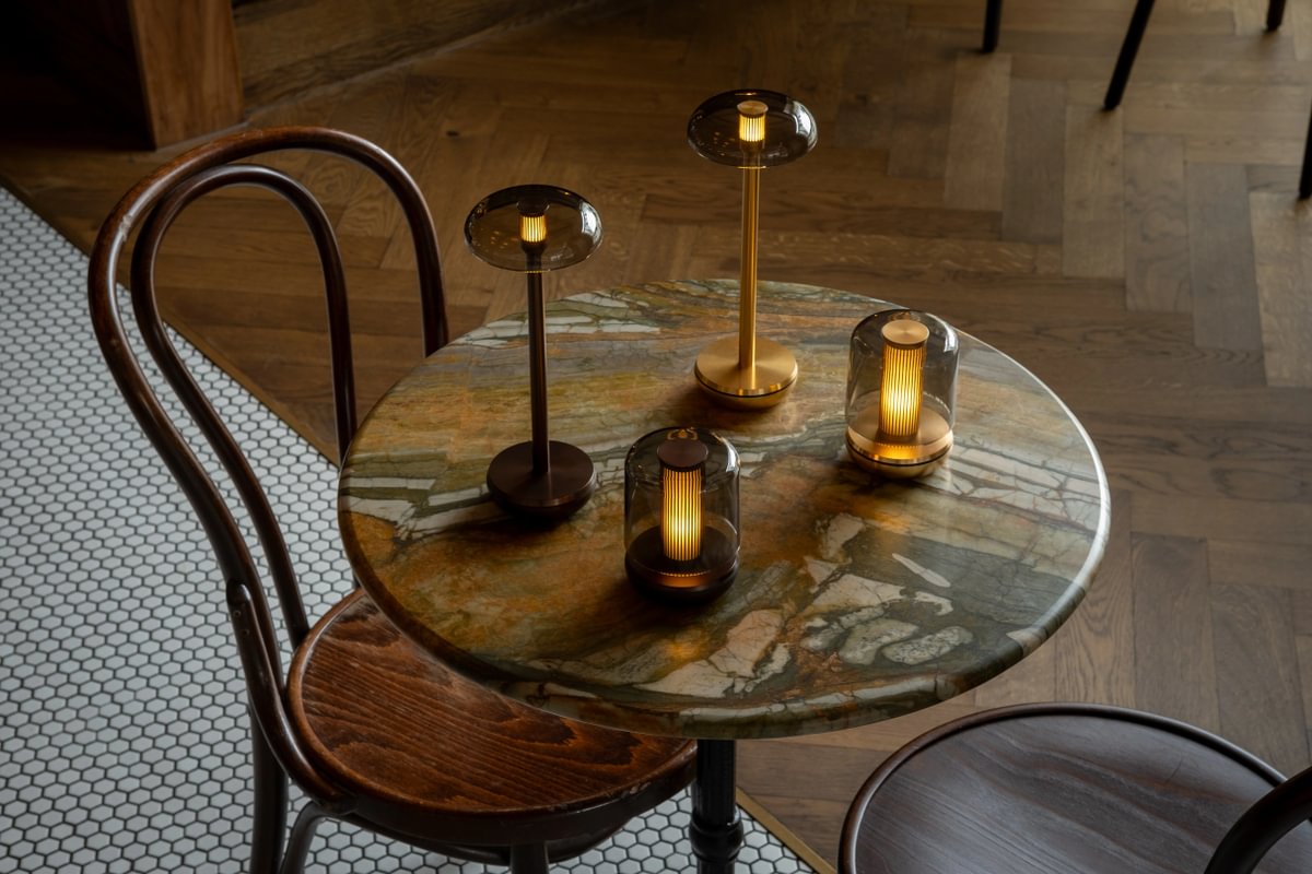 Humble Air Cordless Table Lamp by Humble, Gold with Smoked Shade (image 30)
