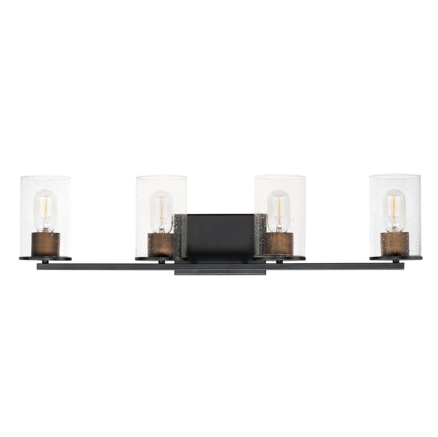 Sleek 4-Light Bath Vanity Antique Brass/Black by Maxim Lighting