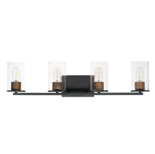 Sleek 4-Light Bath Vanity Antique Brass/Black by Maxim Lighting