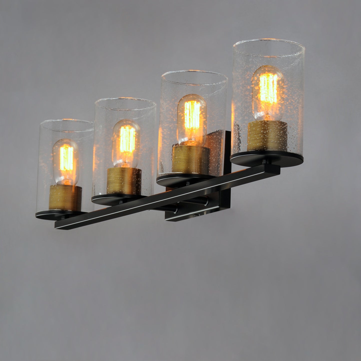 Sleek 4-Light Bath Vanity Antique Brass/Black by Maxim Lighting