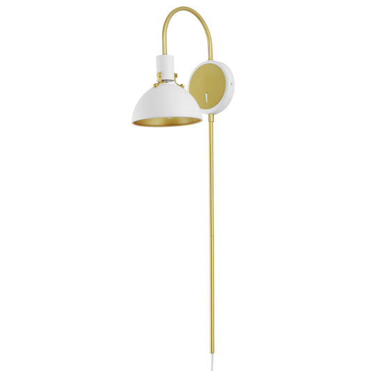 Dawn Pin Up Wall Sconce White/Satin Brass by Maxim Lighting