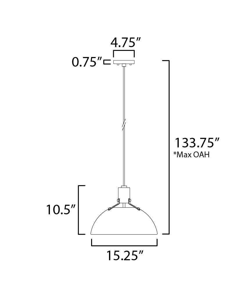 Dawn 15.5" Pendant Antique Brass/Black by Maxim Lighting