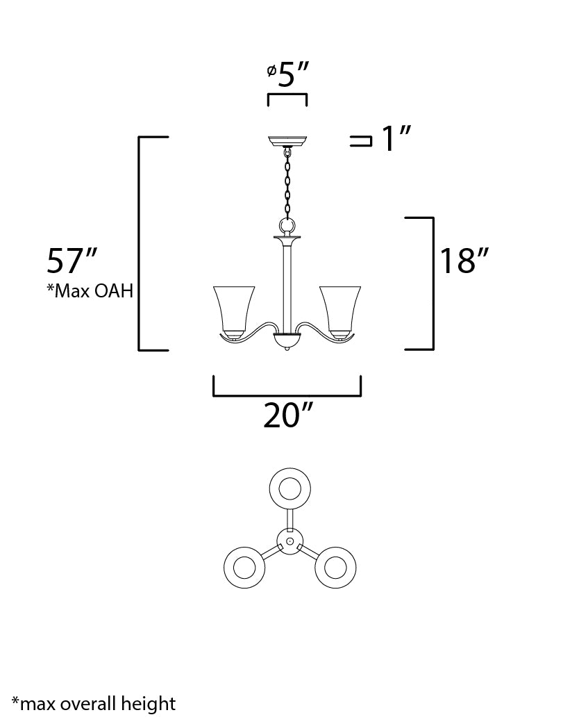 Vital 3-Light Chandelier Satin Nickel by Maxim Lighting