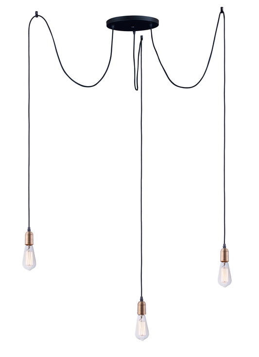 Early Electric 3-Light Pendant Black/Antique Brass by Maxim Lighting