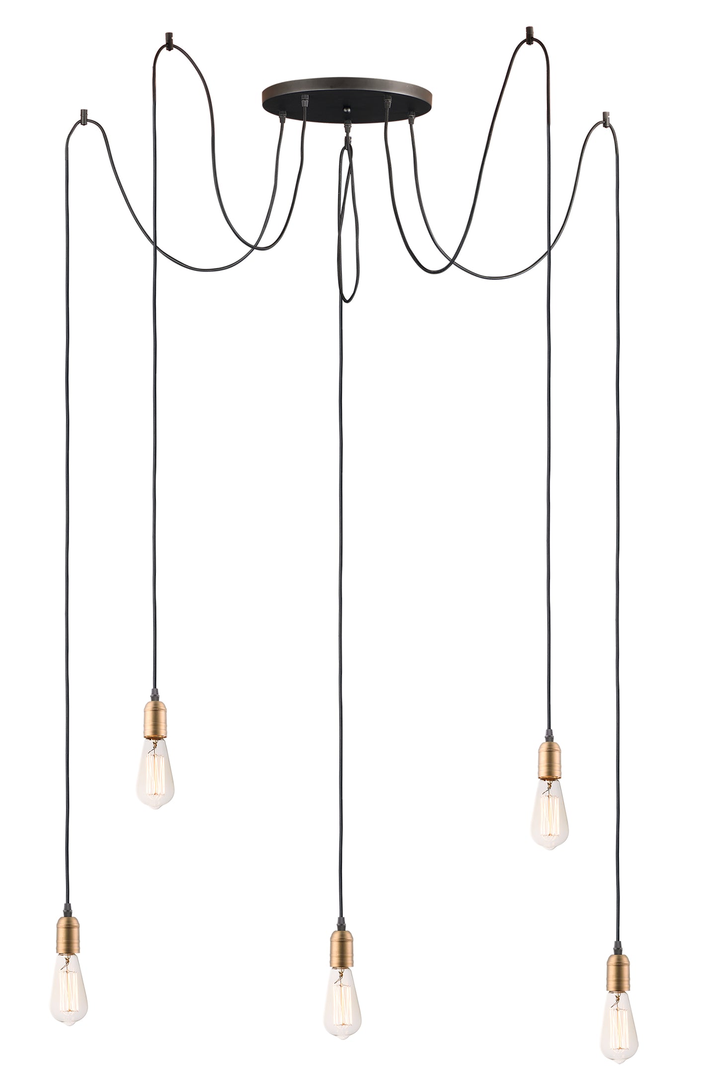 Early Electric 5-Light Pendant Black/Antique Brass by Maxim Lighting
