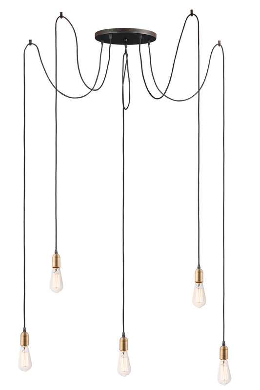 Early Electric 5-Light Pendant Black/Antique Brass by Maxim Lighting