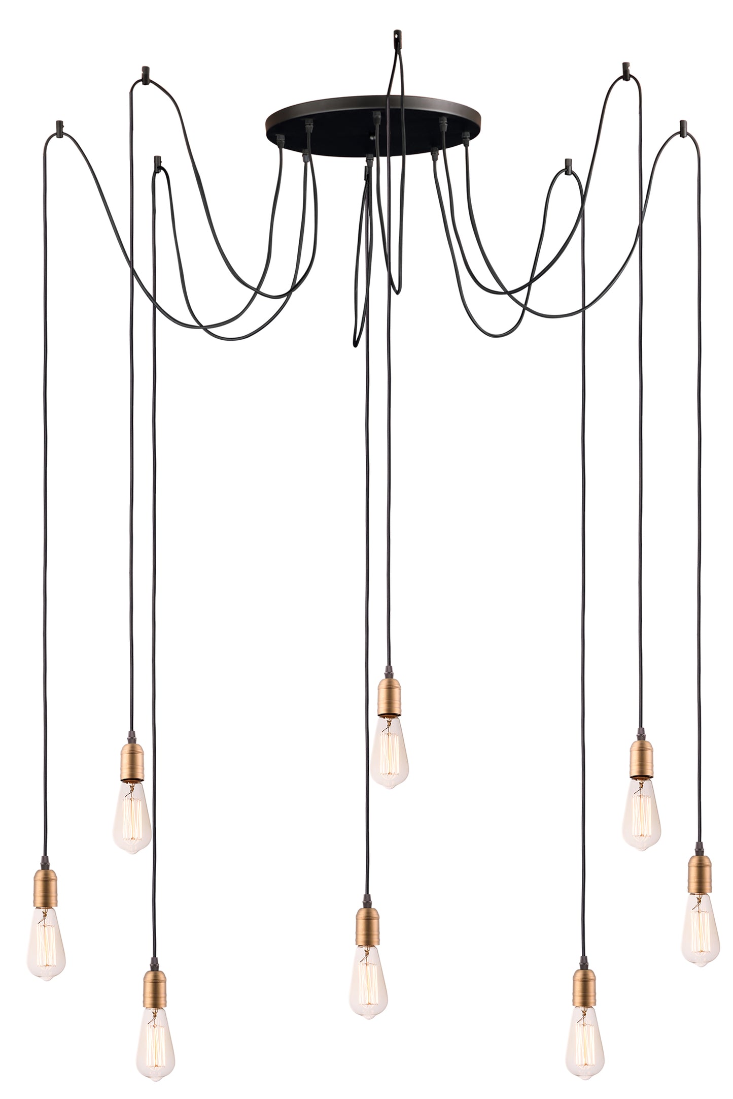 Early Electric 8-Light Pendant Black/Antique Brass by Maxim Lighting
