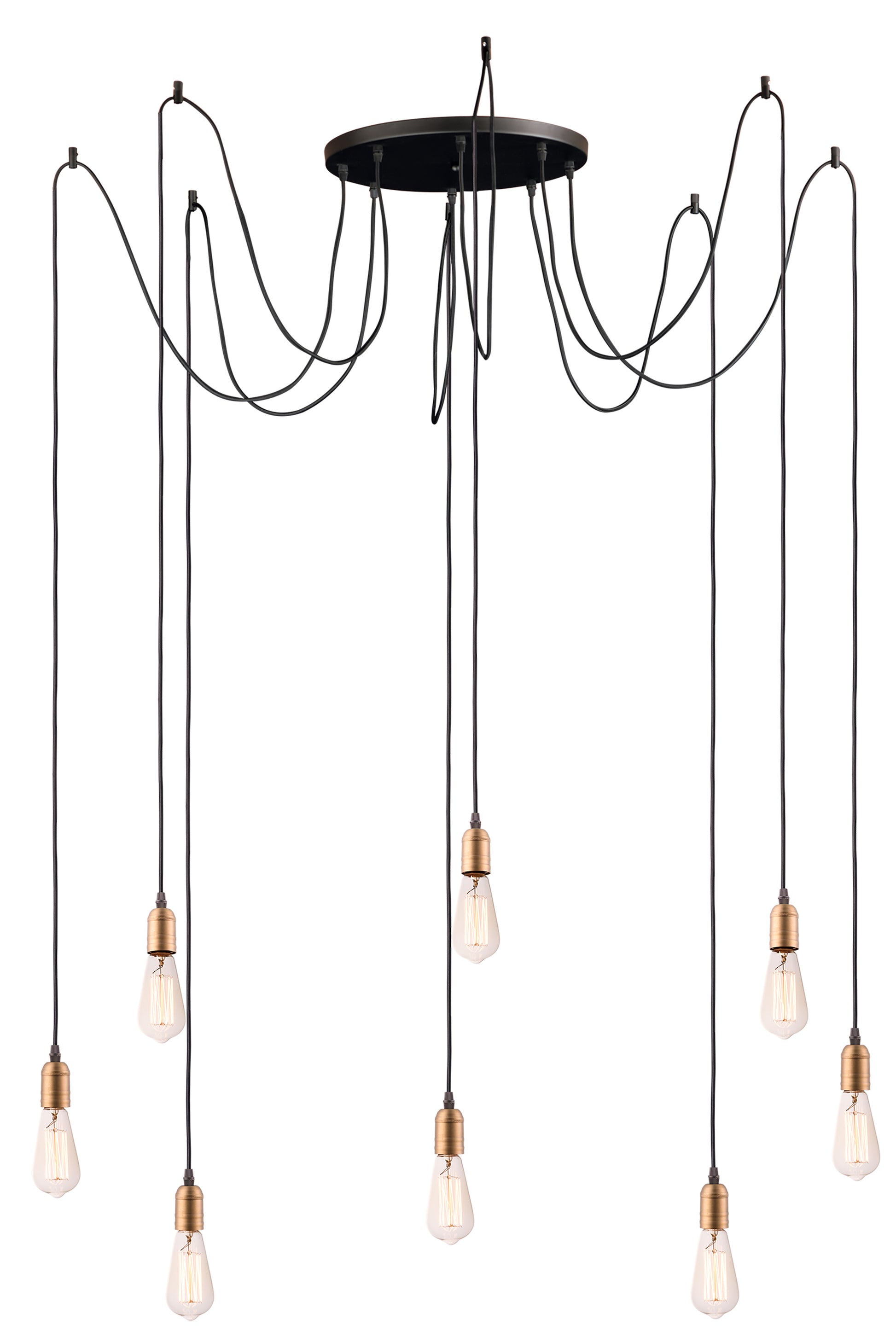 Early Electric 8-Light Pendant Black/Antique Brass by Maxim Lighting