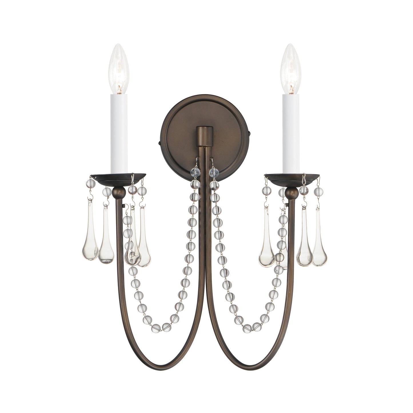 Plumette 2-Light Wall Sconce w Crystal Chestnut Bronze by Maxim Lighting