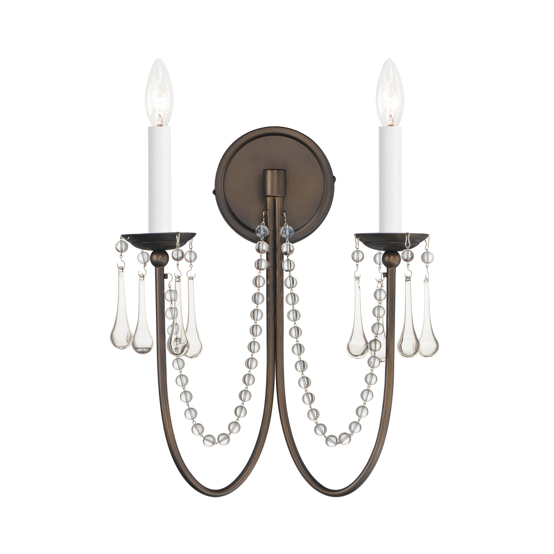 Plumette 2-Light Wall Sconce w Crystal Chestnut Bronze by Maxim Lighting