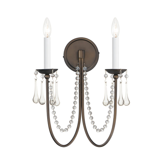 Plumette 2-Light Wall Sconce w Crystal Chestnut Bronze by Maxim Lighting