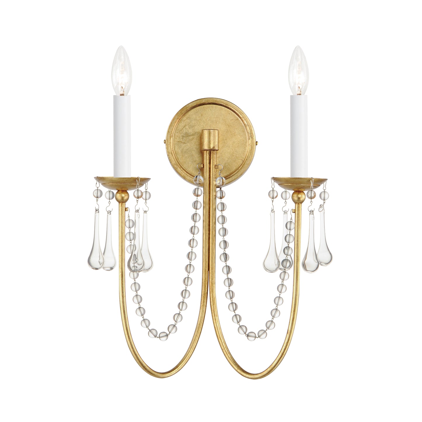 Plumette 2-Light Wall Sconce w Crystal Gold Leaf by Maxim Lighting