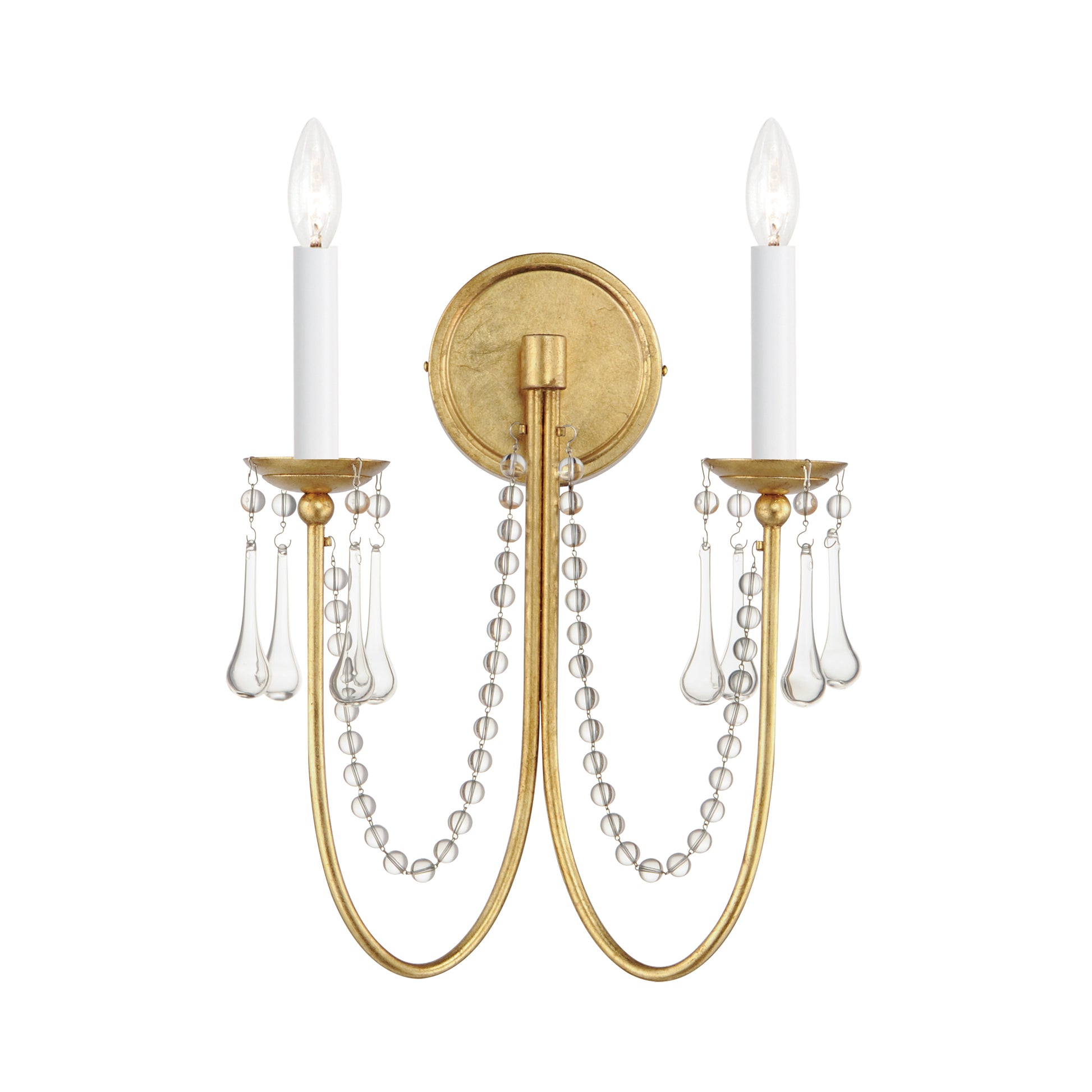 Plumette 2-Light Wall Sconce w Crystal Gold Leaf by Maxim Lighting