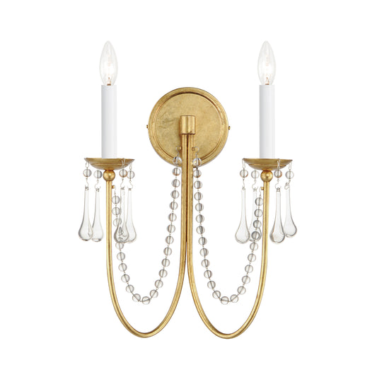Plumette 2-Light Wall Sconce w Crystal Gold Leaf by Maxim Lighting