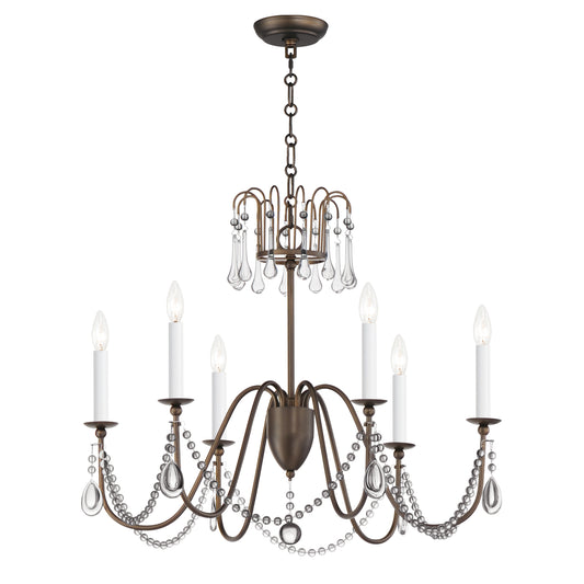 Plumette 6-Light Chandelier w Crystal Chestnut Bronze by Maxim Lighting